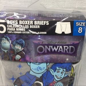 DISNEY PIXAR ONWARD 100% COTTON BOY’S BOXER BRIEFS 5 PAIRS SIZE: 8 MULTI COLOR